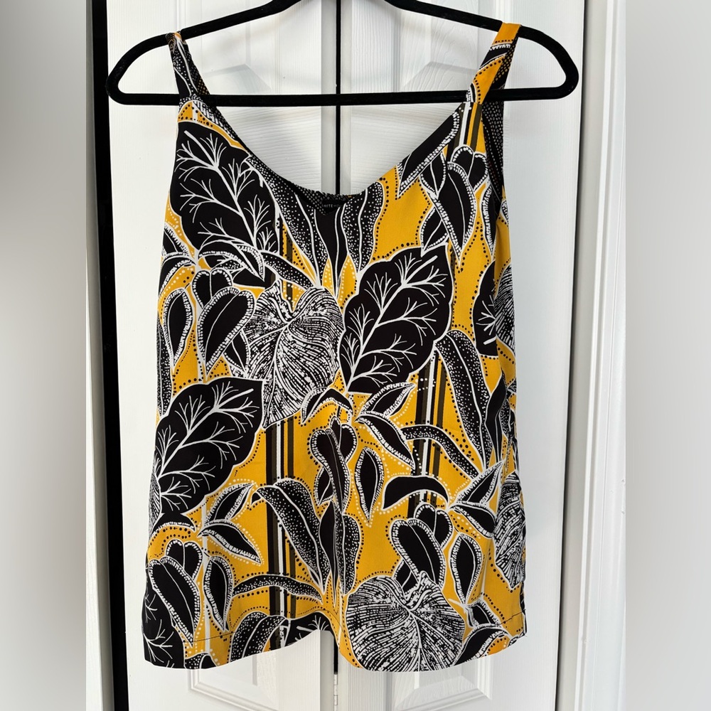 White House Black Market Black and Yellow Floral Camisole